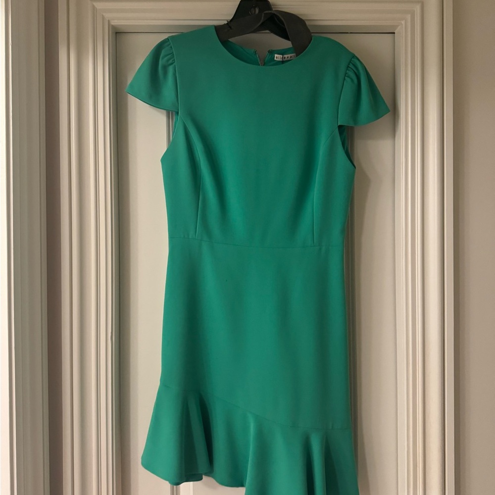 Alice + Olivia Vibrant Green Asymmetrical Dress